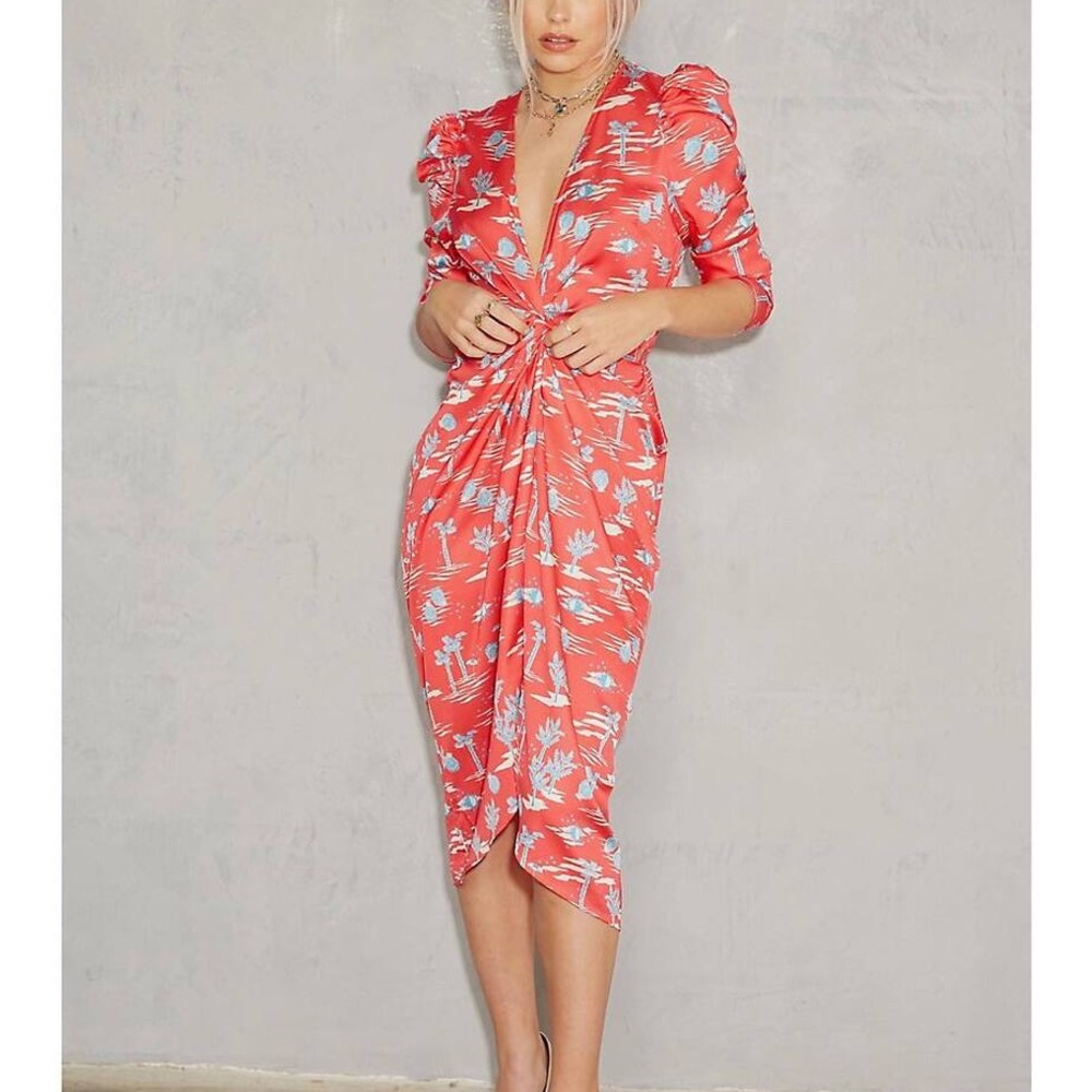 Never fully dressed Elegant Red Floral Wrap Dress size UK10
